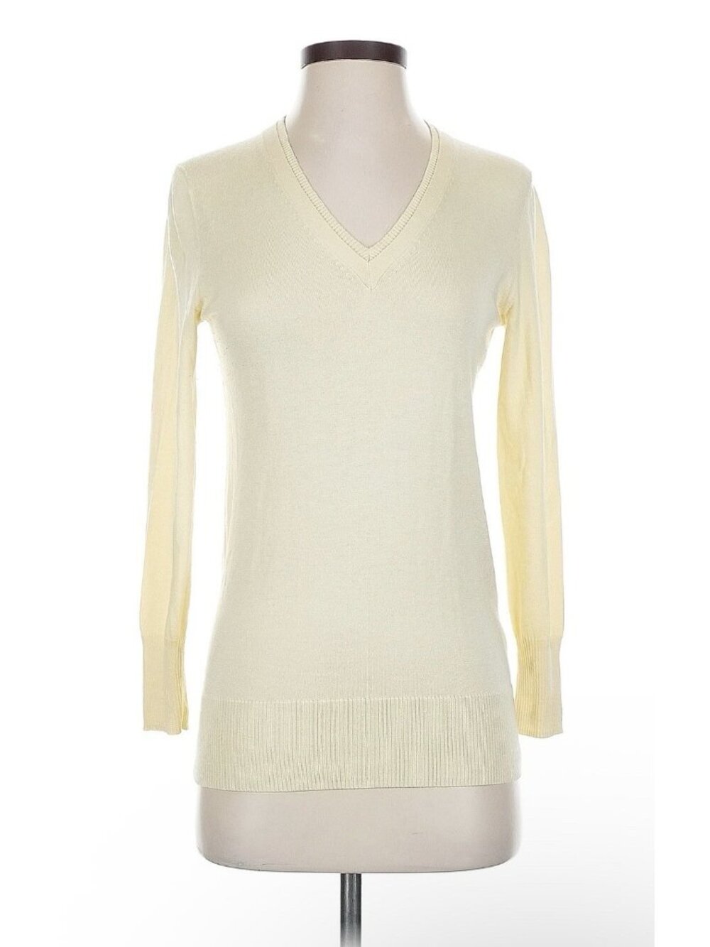 Banana Republic COTTON-SILK V-NECK Sweater Butter Yellow Lightweight Medium